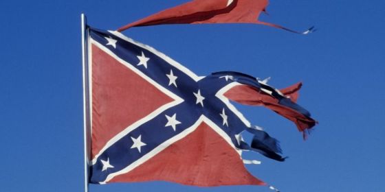 Torn and tattered Confederate Flag